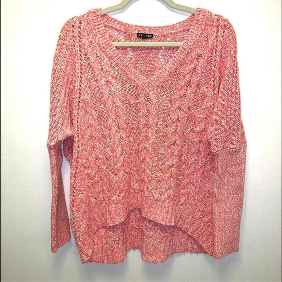 Final Price : Express Knit Sweater VNeck Hi Low Pullover - Picture 1 of 4